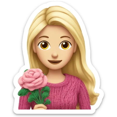beautiful finnish blonde woman knitting flowers sticker