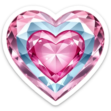 diamond heart with one mini pink heart inside of it  sticker