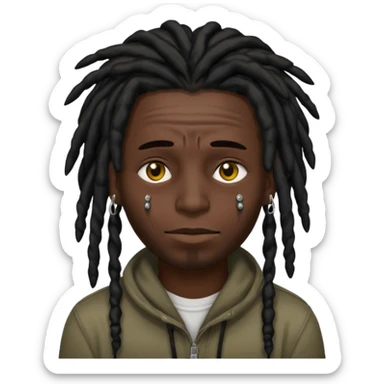 black man with black dreads covering face and percings on the face  only sticker