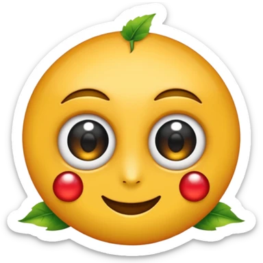 emoji, feuille d'érable couleur vermeille, deux yeux ronds noirs brillants sticker