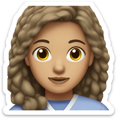 Brunette girl brown eyes wearing scrubs  sticker