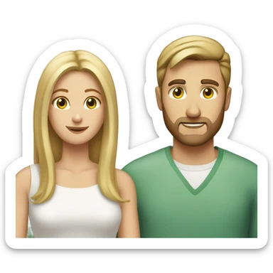 White couple woman with blonde hair and green eyes man with brown hair hazel eyes short thin beard  sticker