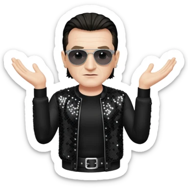 Bono with black sequin outfit sticker