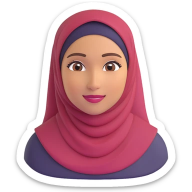 memoji style emoji of a woman with a hijab, medium skin tone, cheerful sticker