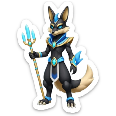 Black Dark Furry Fluffy Modern Futuristic Lucario-Anubis-fusion full body sticker