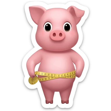 pig woman with diet Tape measure sticker