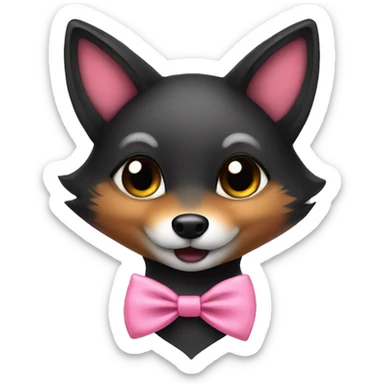 cute female black fox with pink bow tie sticker
