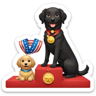 black dog & golden retriever on medal podium sticker