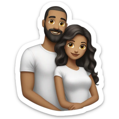 White-man-with-a-smooth-black-hair-cut-fade-and-a-black-beard-kissing-a-white-woman-with-long-brown-waved-hair sticker
