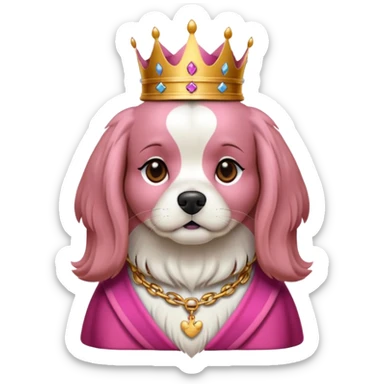 bana şaşkın suratlı yavru king charles köpek yüzü yarat, dişi köpek ve yavru olduğu belli olsun sticker