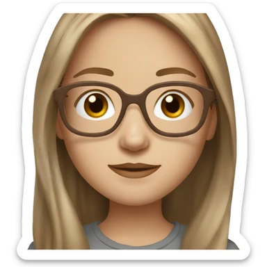 Create a girl with brown eyes and long length light brown hair and pale skin wearing brown tortoise shell glasses sticker