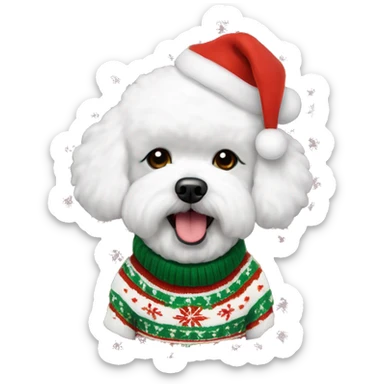 Bichon frise with Christmas sweater  sticker