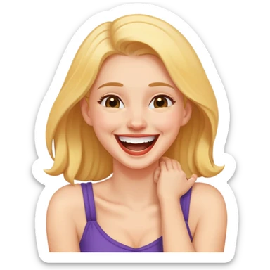 grabbing neck emoji while laughing woman sticker