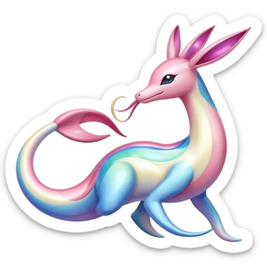 Colorful Shiny Exotic Cresselia-Sylveon-Milotic-Fakémon-hybrid-creature (full body)  sticker