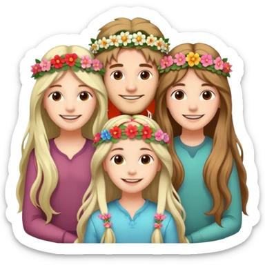 3 loving friends, 1 man and 2 girls with long hair sticker