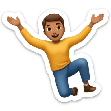 apple style emoji of a man in mid-air, falling down a mountain sticker