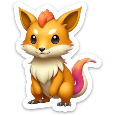 Cute cool colorful fantasy animal hybrid Fakemon full body sticker