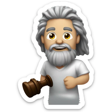  Caveman with long gray hair and a gray goatee holding a gavel and running a meeting  sticker