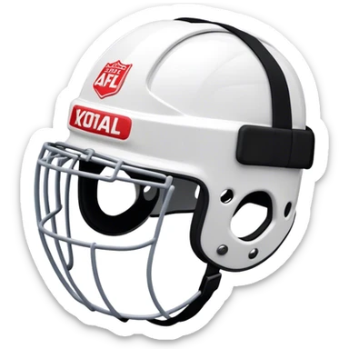Cinematic Realistic image of AFL headgear featuring detailed cushioning and protective design elements, rendered with dynamic reflections on synthetic materials and set against a blurred action-packed background sticker