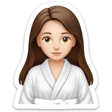 white long brunette hair girl with hazel eyes in a bathrobe  at the spa sticker