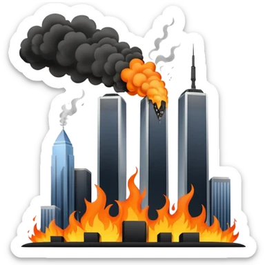 Plane flying into twin towers sticker