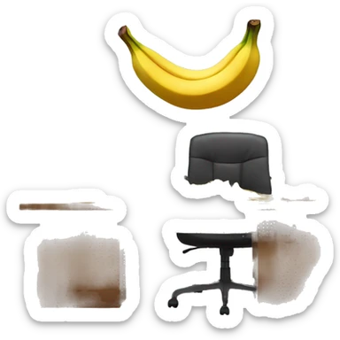 man sits at the office table and throws a banana peel. sticker