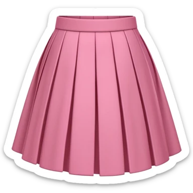 A 3D cartoon rose-pink pleated skirt with soft folds, smooth texture, isolated on plain background, Memoji-style. sticker