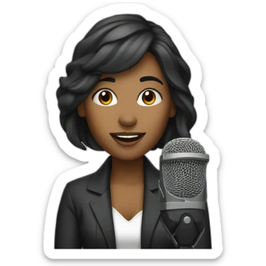 woman with mic sticker