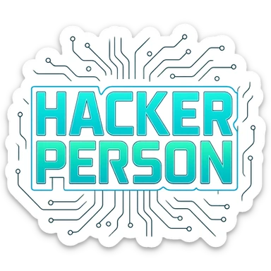 the phrase HACKER PERSON as a bold, eye-catching logo or icon in a distinct, eye-catching style sticker