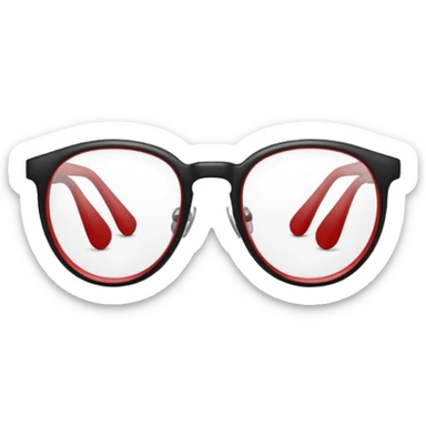 Red Glasses with subtle shine and curved frame edges. sticker
