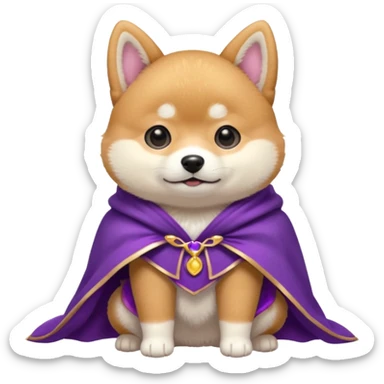 baby shiba dog, in magic purple cloak sticker