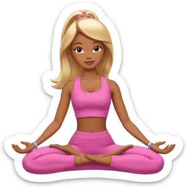 Brown skin blonde hair Barbie doing yoga sticker
