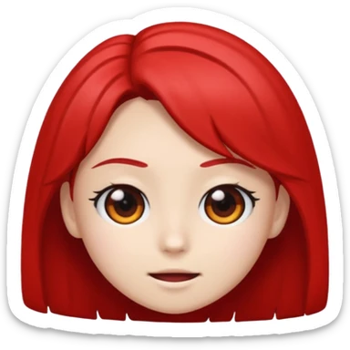 Faca um emoji com cabelo branco de anime e um dos olhos pretos com o meio vermelho sticker