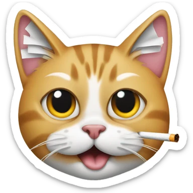 Cat with a cigarette in mouth sticker