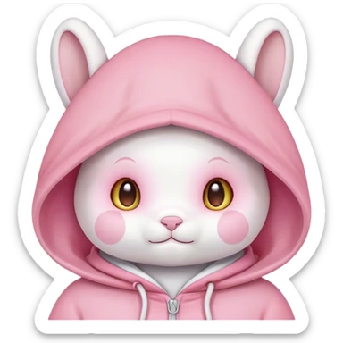 my melody face white bunny with pink hood sticker