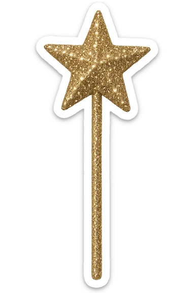 glittery star wand object, shiny, no background sticker