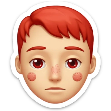 a close-up of skin with red pimples sticker