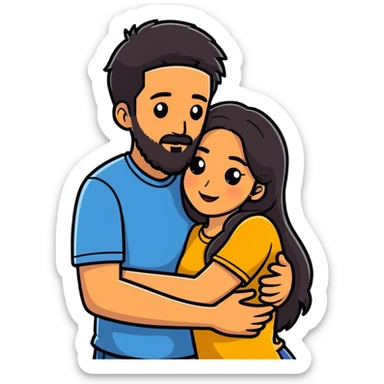 Bearded guy hugging latina girl sticker