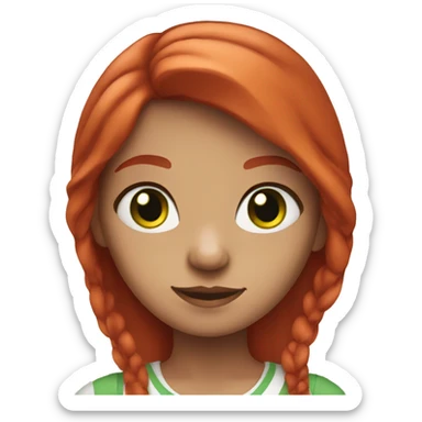 girl with red hair and white streaks and green eyes sticker