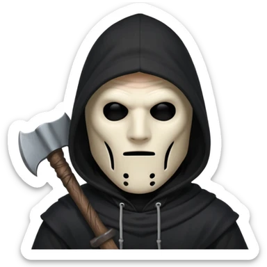 an executioner with a black hood/sheet on his face so we can't see his face but only his eyes and an axe in his hand sticker