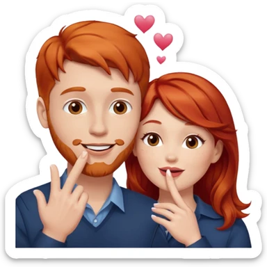 couple consisting of white man and redhead woman blowing eachother a kiss  sticker