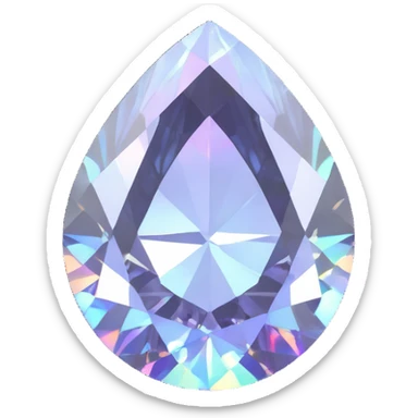 gemstone emoji, round white diamond in silver prongs, gentle holographic glow sticker