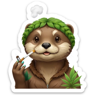 a female otter smoking a joint surrounded by marijuana fumes. a bit california hippy vibe sticker