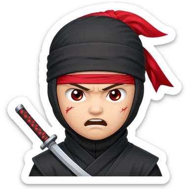 angry ninja with red headband sticker