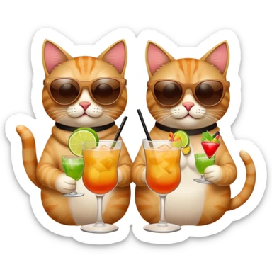 two cats drinking cocktails on the beach sticker