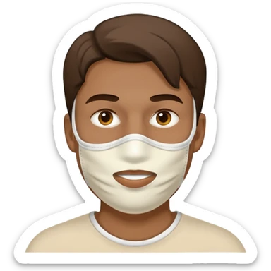 man with white clay face mask sticker