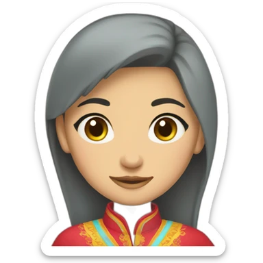 kazakh girl with national clothes sticker