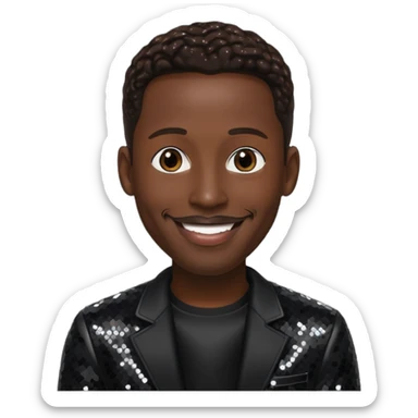 Shawn Stockman from Boyz II Men with dark brown hair, black sequin outfit sticker