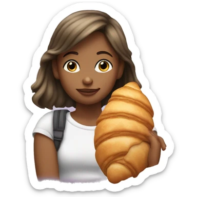 The girl with the bubble tee and the croissant.  sticker