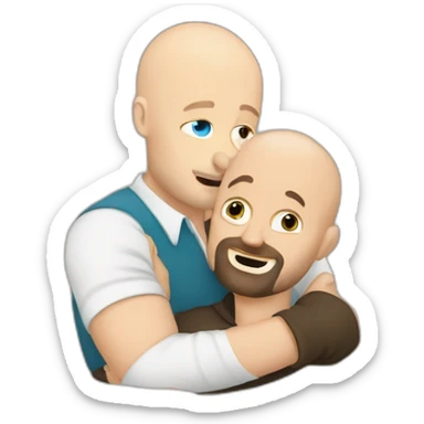 Tall Hungarian blue eyes bald blond bearded man hugs African bald  bearded 50s man sticker
